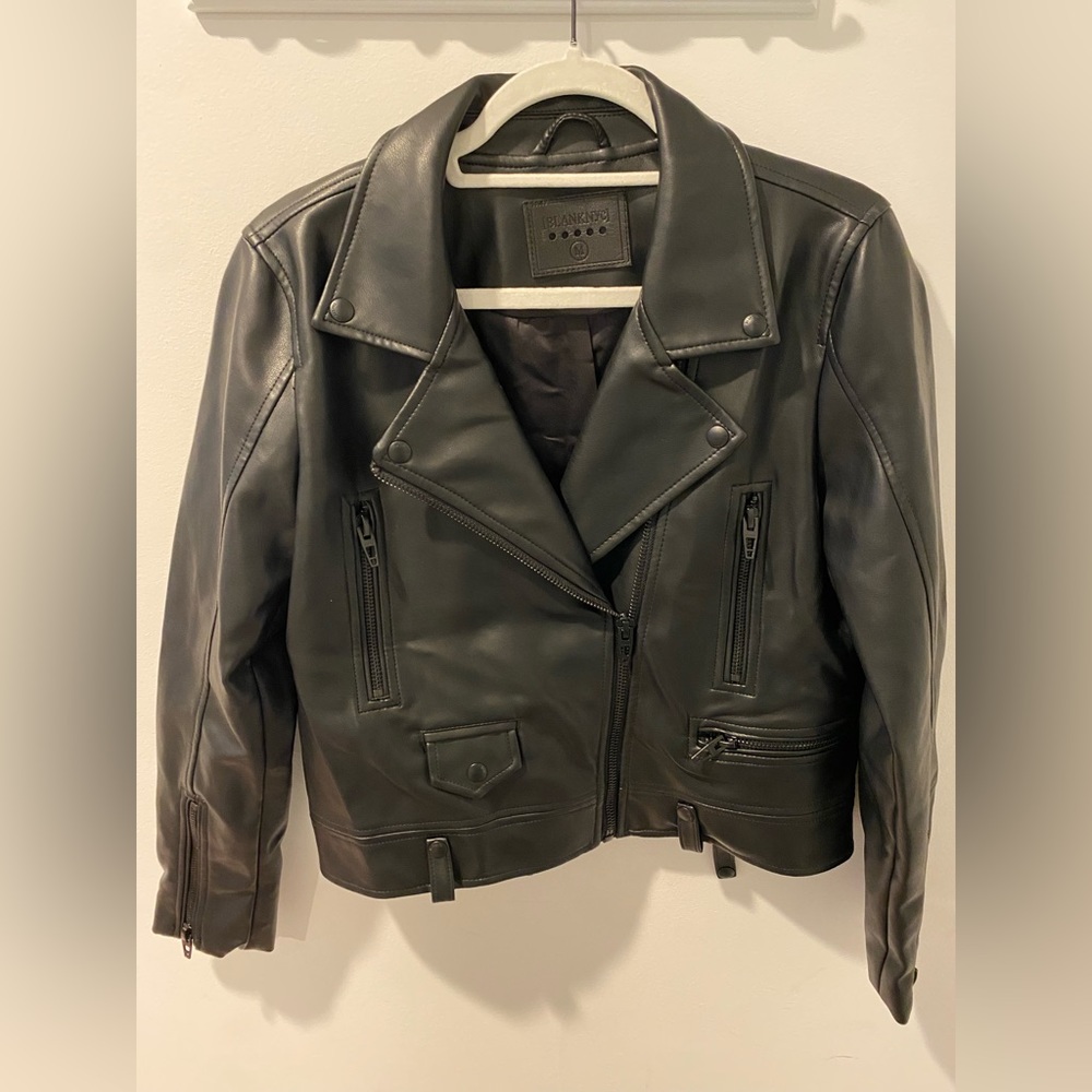 Blank NYC Dark Leather Biker Jacket